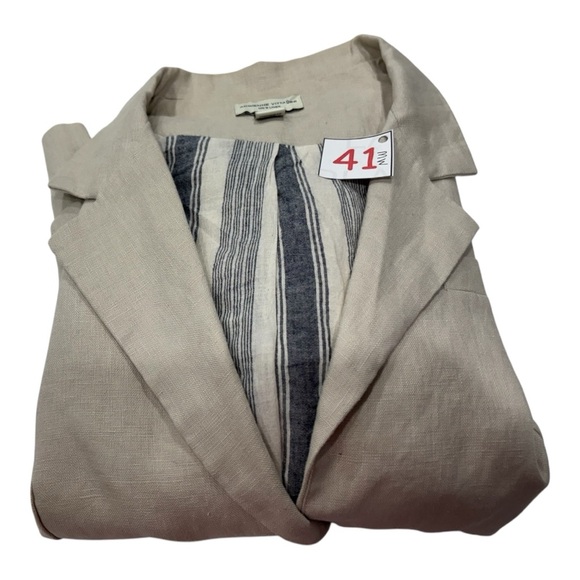Women's Medium Beige Linen Blazer - Picture 9 of 9